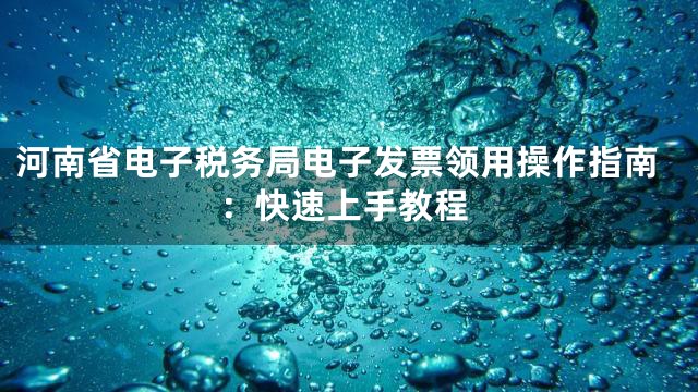 河南省电子税务局电子发票领用操作指南：快速上手教程