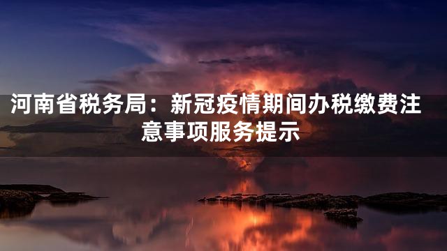 河南省税务局：新冠疫情期间办税缴费注意事项服务提示