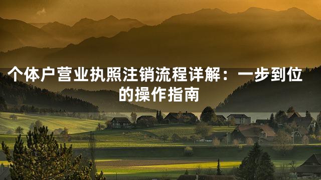 个体户营业执照注销流程详解：一步到位的操作指南
