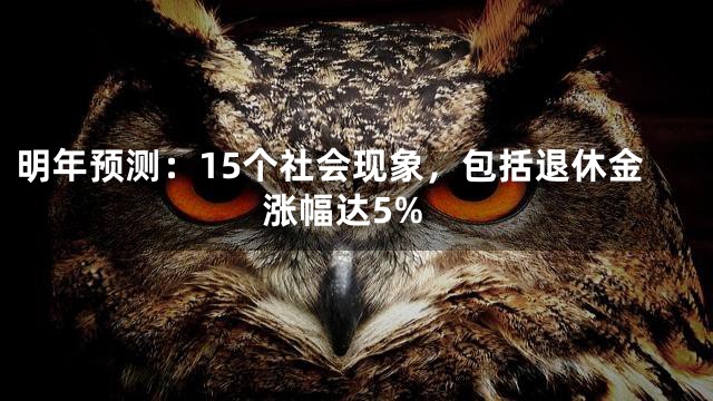 明年预测：15个社会现象，包括退休金涨幅达5%