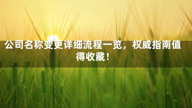 公司名称变更详细流程一览，权威指南值得收藏！