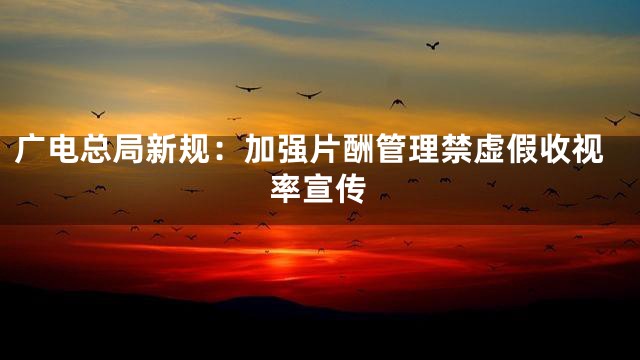 广电总局新规：加强片酬管理禁虚假收视率宣传