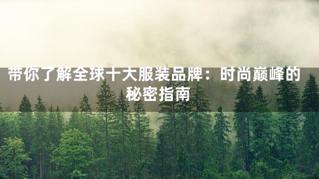 带你了解全球十大服装品牌：时尚巅峰的秘密指南