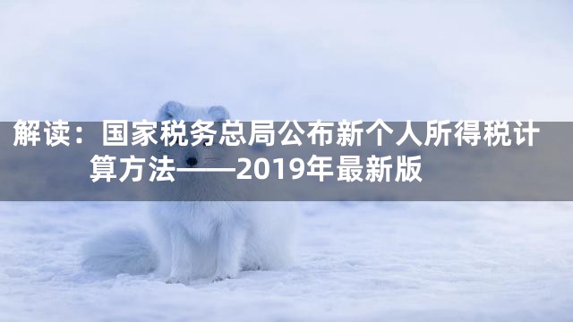 解读：国家税务总局公布新个人所得税计算方法——2019年最新版