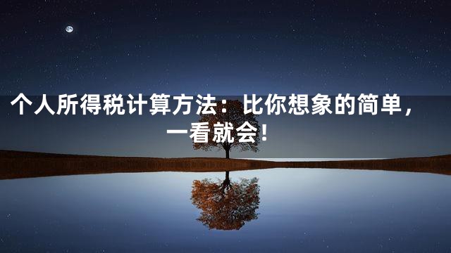 个人所得税计算方法：比你想象的简单，一看就会！