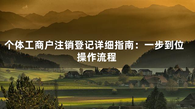 个体工商户注销登记详细指南：一步到位操作流程