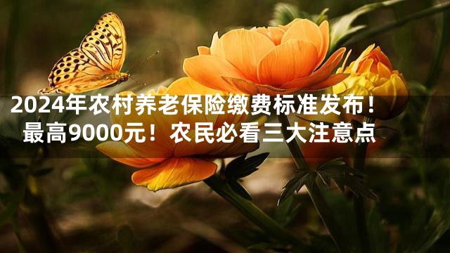 2024年农村养老保险缴费标准发布！最高9000元！农民必看三大注意点