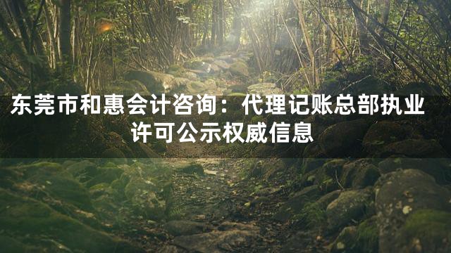 东莞市和惠会计咨询：代理记账总部执业许可公示权威信息