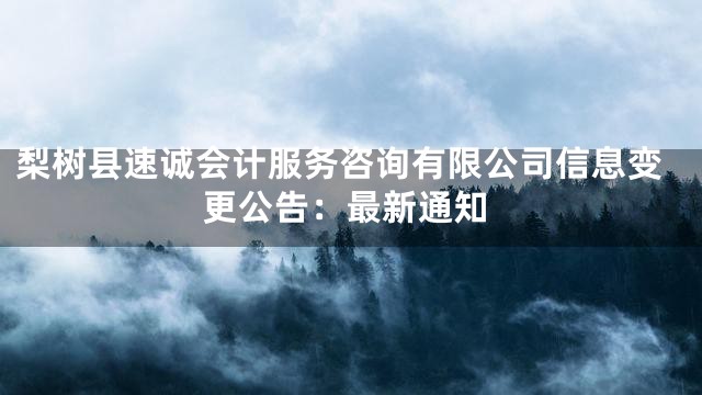梨树县速诚会计服务咨询有限公司信息变更公告：最新通知
