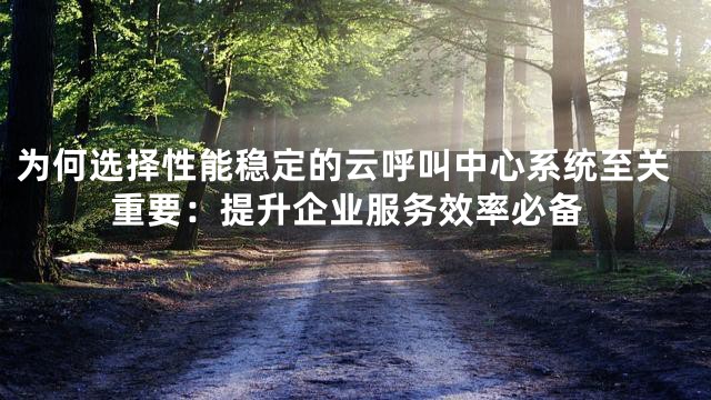 为何选择性能稳定的云呼叫中心系统至关重要：提升企业服务效率必备