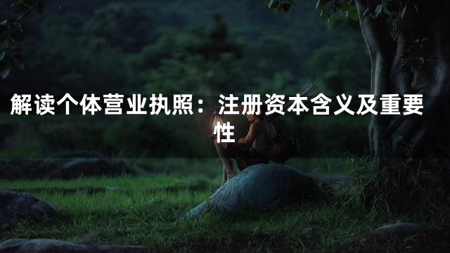 解读个体营业执照：注册资本含义及重要性