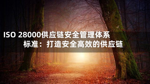 ISO 28000供应链安全管理体系标准：打造安全高效的供应链
