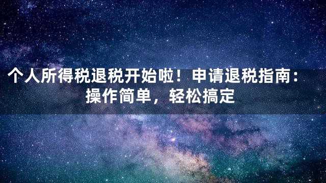 个人所得税退税开始啦！申请退税指南：操作简单，轻松搞定