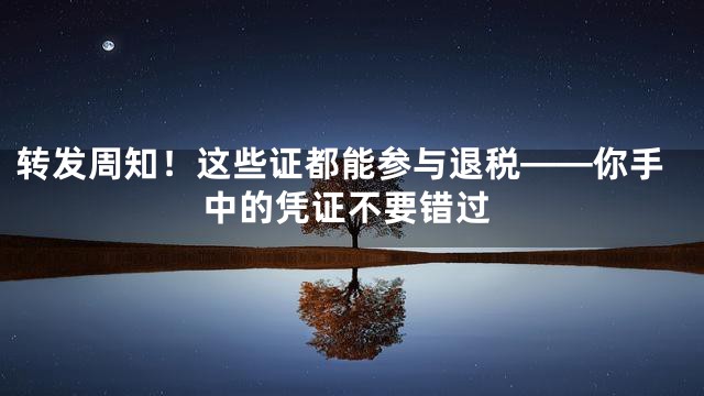 转发周知！这些证都能参与退税——你手中的凭证不要错过