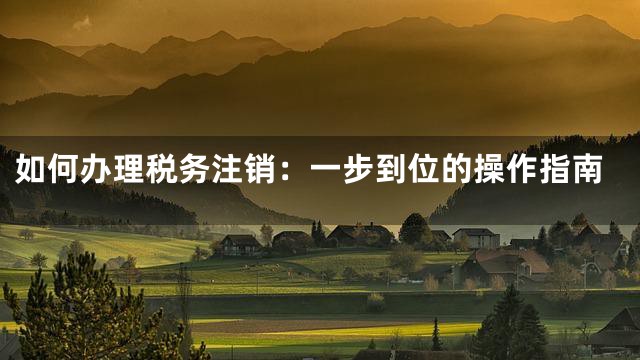 如何办理税务注销：一步到位的操作指南