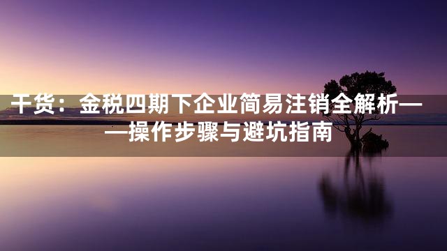 干货：金税四期下企业简易注销全解析——操作步骤与避坑指南