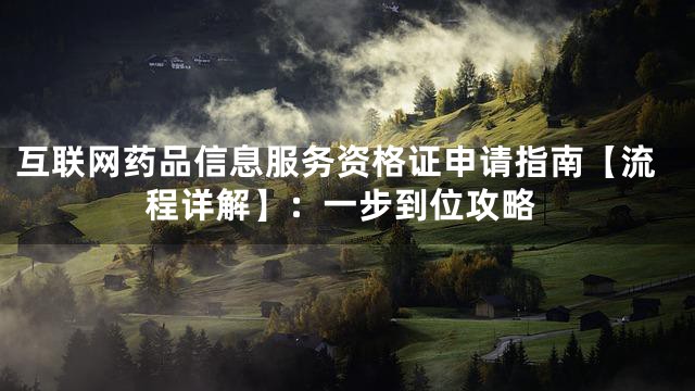 互联网药品信息服务资格证申请指南【流程详解】：一步到位攻略