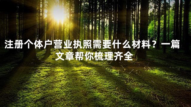 注册个体户营业执照需要什么材料？一篇文章帮你梳理齐全