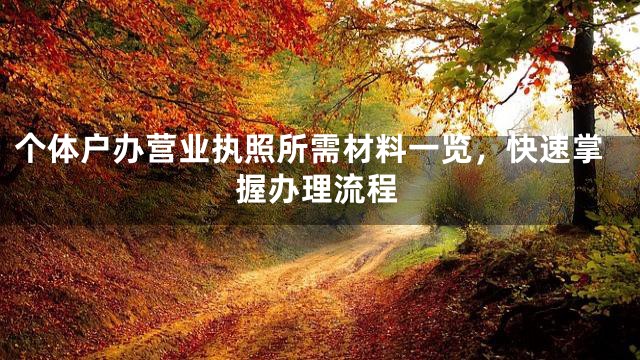 个体户办营业执照所需材料一览，快速掌握办理流程