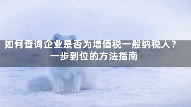 如何查询企业是否为增值税一般纳税人？一步到位的方法指南