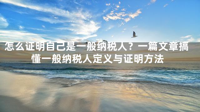 怎么证明自己是一般纳税人？一篇文章搞懂一般纳税人定义与证明方法
