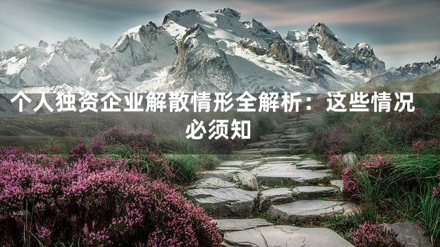 个人独资企业解散情形全解析：这些情况必须知