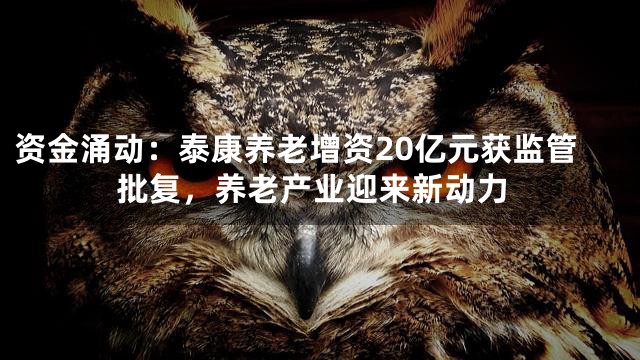 资金涌动：泰康养老增资20亿元获监管批复，养老产业迎来新动力