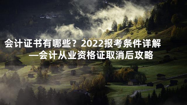 会计证书有哪些？2022报考条件详解—会计从业资格证取消后攻略