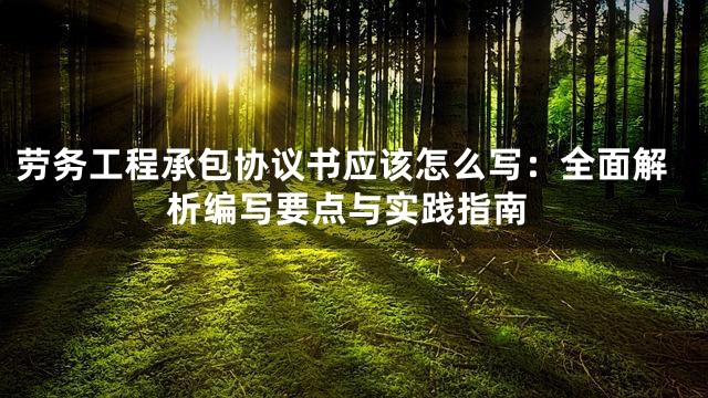 劳务工程承包协议书应该怎么写：全面解析编写要点与实践指南