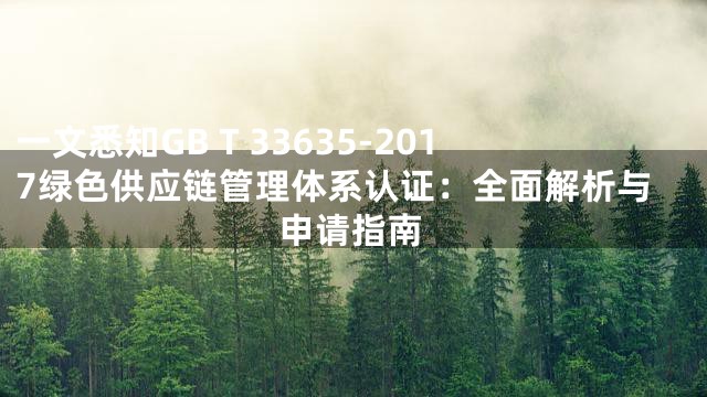 一文悉知GB T 33635-2017绿色供应链管理体系认证：全面解析与申请指南