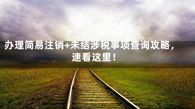 办理简易注销+未结涉税事项查询攻略，速看这里！