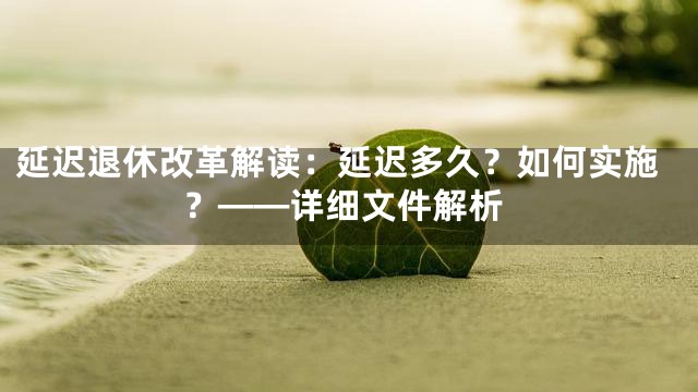 延迟退休改革解读：延迟多久？如何实施？——详细文件解析