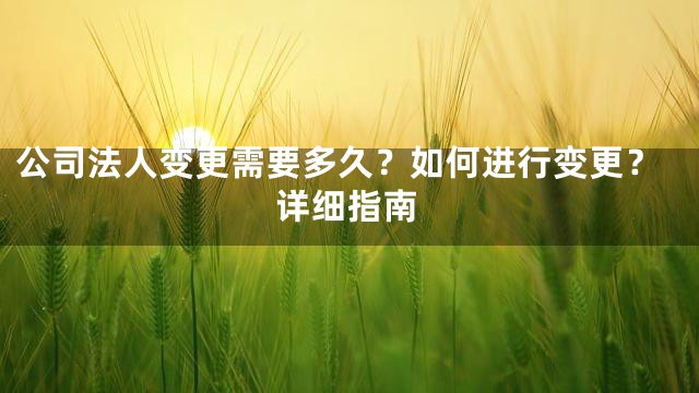 公司法人变更需要多久？如何进行变更？详细指南