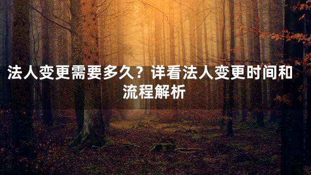 法人变更需要多久？详看法人变更时间和流程解析