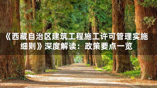 《西藏自治区建筑工程施工许可管理实施细则》深度解读：政策要点一览