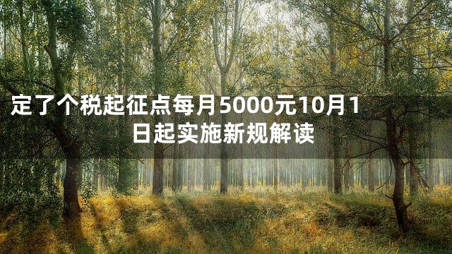 定了个税起征点每月5000元10月1日起实施新规解读