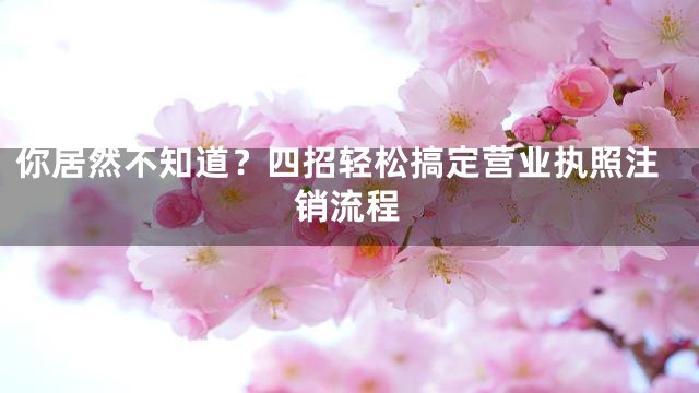 你居然不知道？四招轻松搞定营业执照注销流程