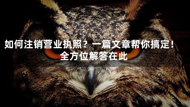 如何注销营业执照？一篇文章帮你搞定！全方位解答在此