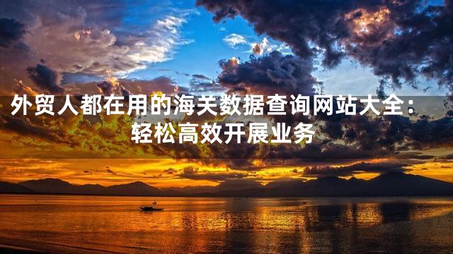 外贸人都在用的海关数据查询网站大全：轻松高效开展业务