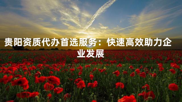 贵阳资质代办首选服务：快速高效助力企业发展