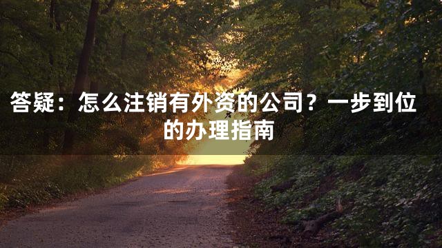答疑：怎么注销有外资的公司？一步到位的办理指南