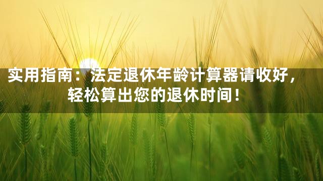 实用指南：法定退休年龄计算器请收好，轻松算出您的退休时间！