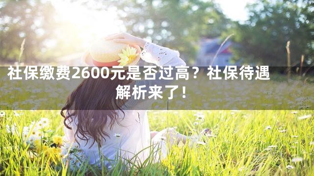 社保缴费2600元是否过高？社保待遇解析来了！