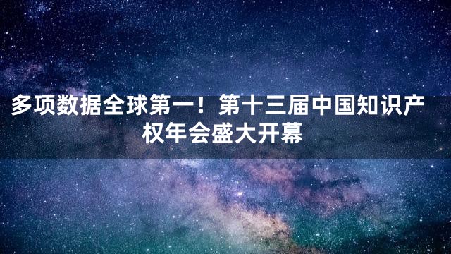 多项数据全球第一！第十三届中国知识产权年会盛大开幕