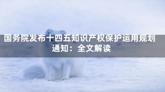 国务院发布十四五知识产权保护运用规划通知：全文解读