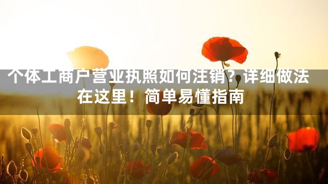 个体工商户营业执照如何注销？详细做法在这里！简单易懂指南