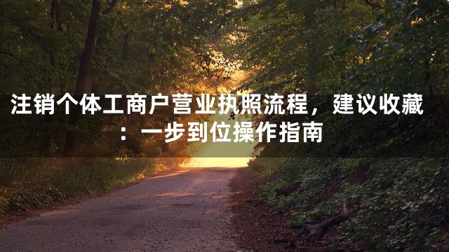 注销个体工商户营业执照流程，建议收藏：一步到位操作指南