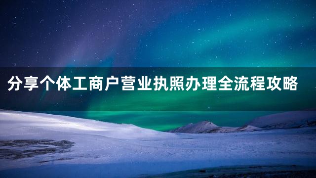 分享个体工商户营业执照办理全流程攻略
