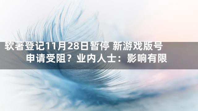 软著登记11月28日暂停 新游戏版号申请受阻？业内人士：影响有限