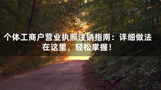 个体工商户营业执照注销指南：详细做法在这里，轻松掌握！